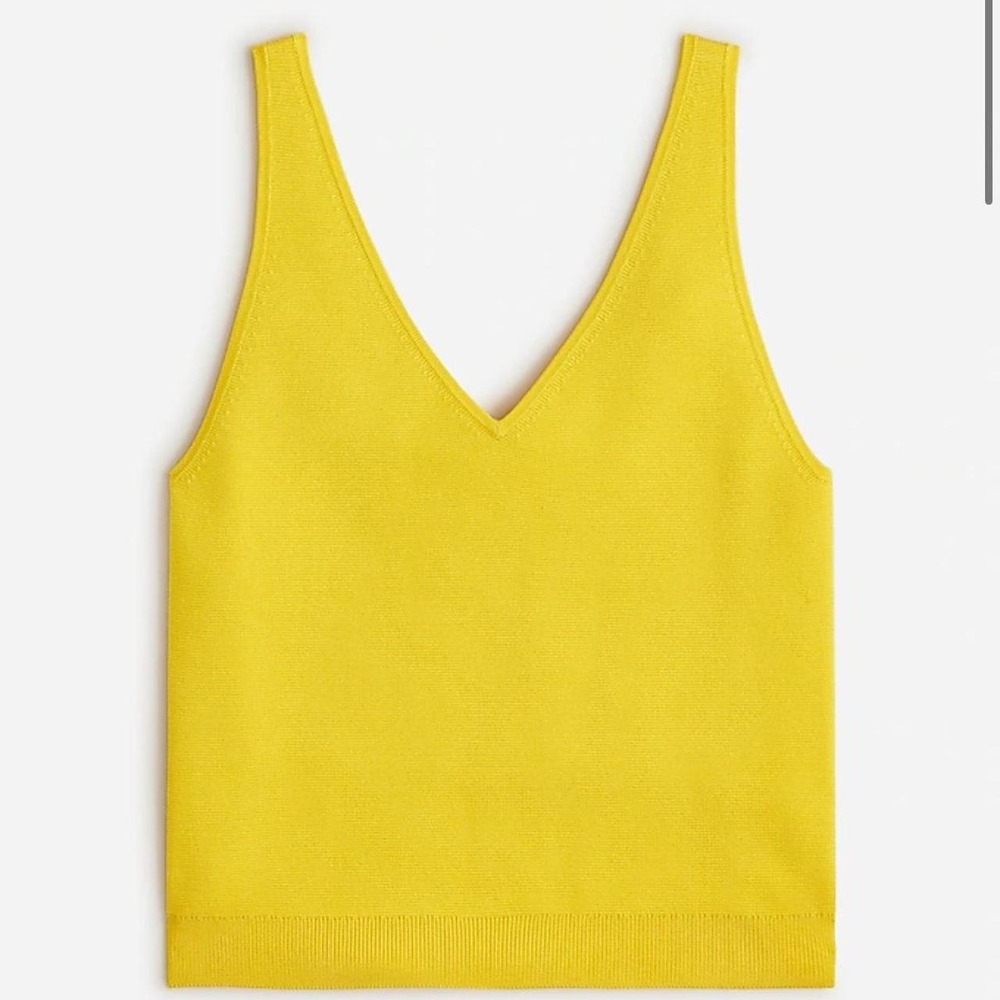 J.Crew Women Yellow V-Neck Sleeveless Knit Blouse Tank Top XL